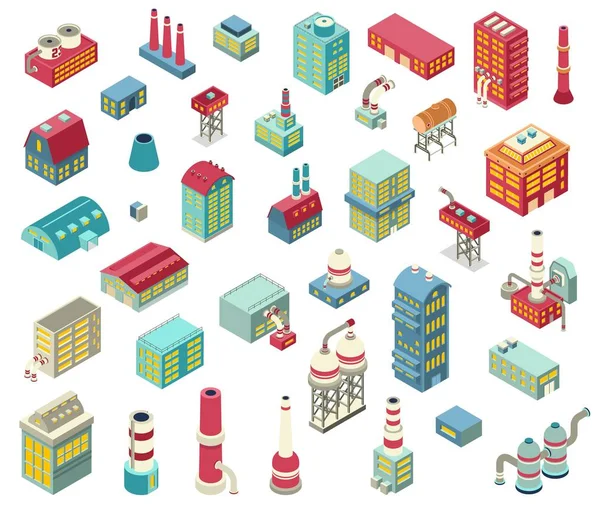 Factory Isometric Objects Set — Stock Vector