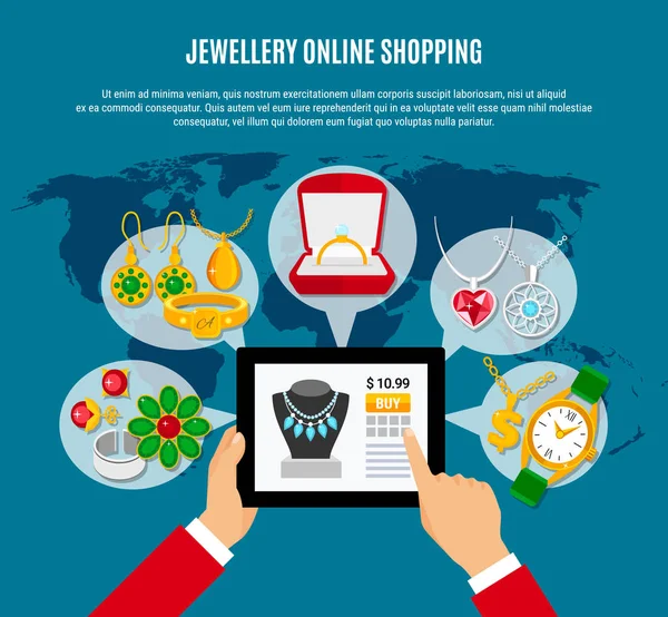 Šperky Online nakupování složení — Stockový vektor