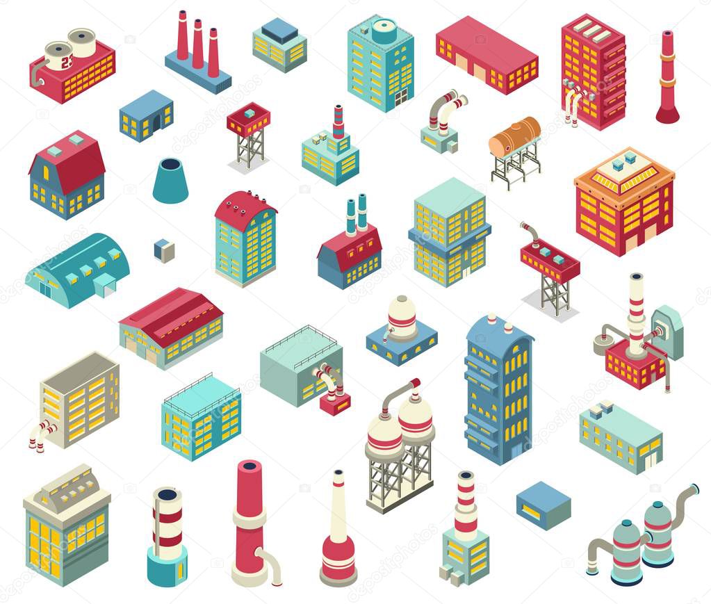 Factory Isometric Objects Set