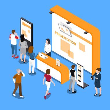 Promosyon standları izometrik kompozisyon