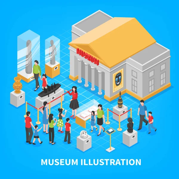 Museum Isometric Composition — Stock Vector