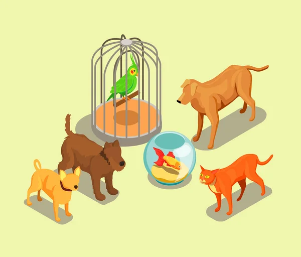 Állatkereskedés Izometrikus háttér — Stock Vector