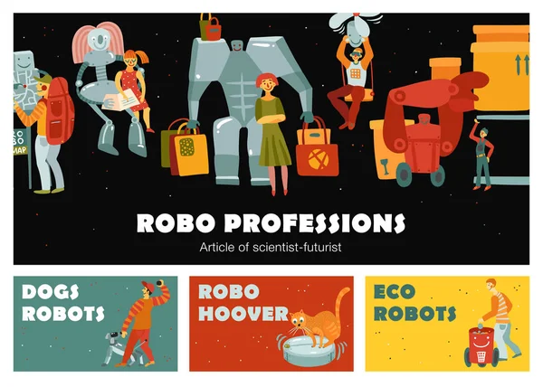 Robots Banners horizontales — Archivo Imágenes Vectoriales