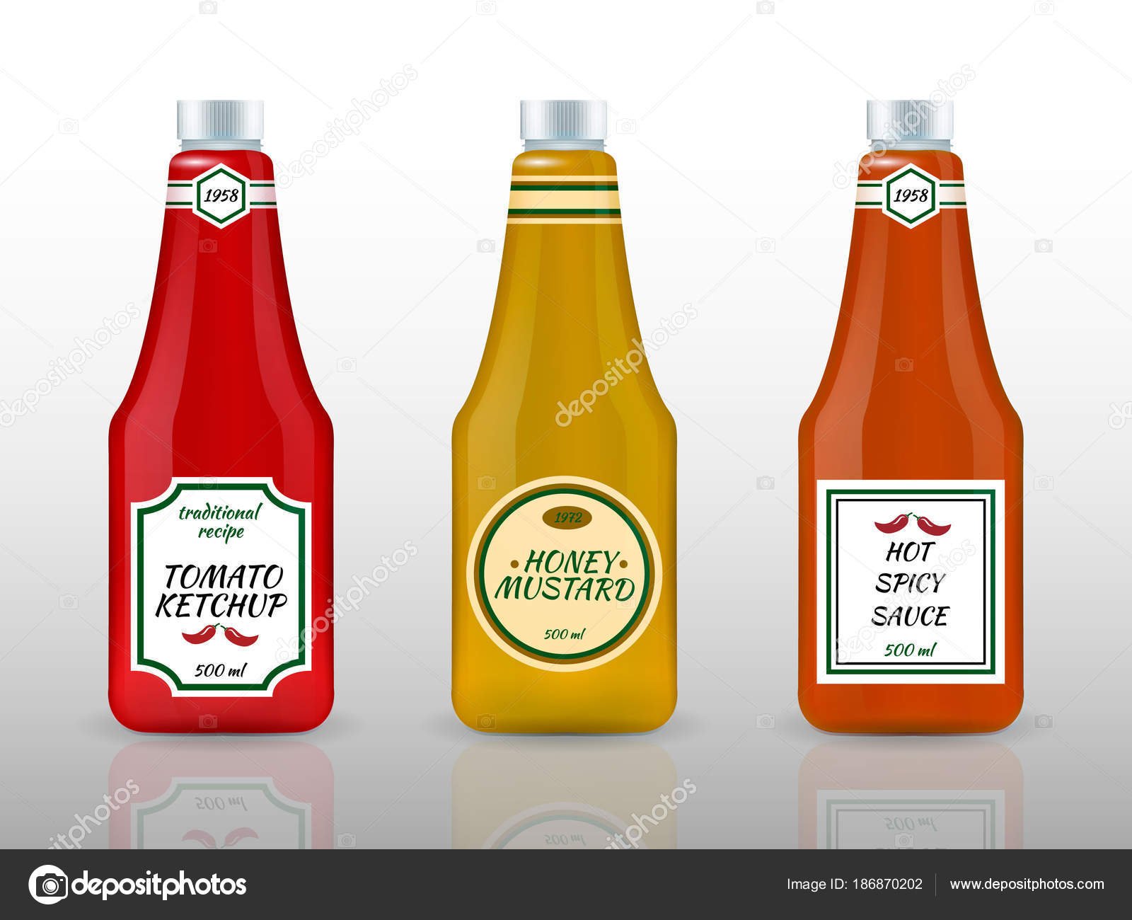 Sauce Bottles Realistic Advertisement Set Stock Vector Image by