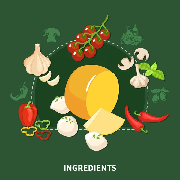 Comida italiana Green Background — Vetor de Stock