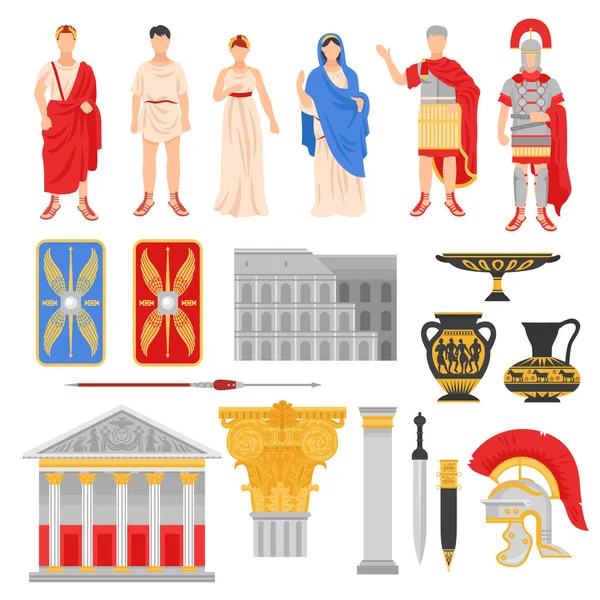 İmparatorluk Roma Icons Set — Stok Vektör