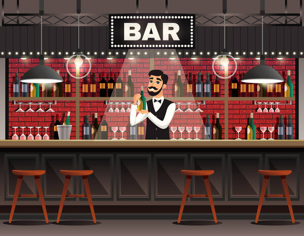 Bar Interior Realistic Composition 