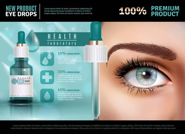 Eye Drops realistische reclame Poster — Stockvector