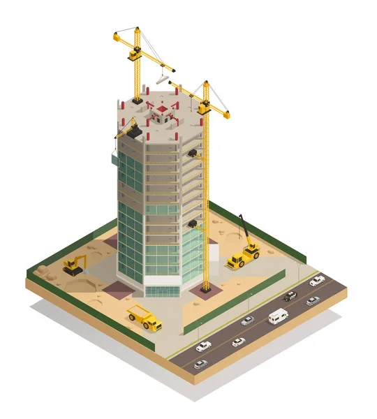 Rascacielos Construcción Composición isométrica — Archivo Imágenes Vectoriales