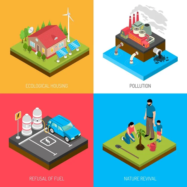 Écologie Isometric Design Concept — Image vectorielle