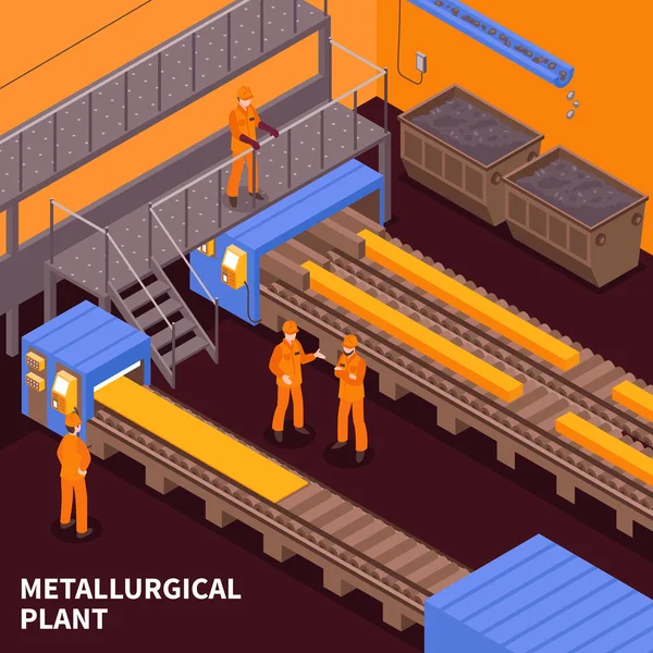 Ijzer-en staalindustrie isometrisch — Stockvector