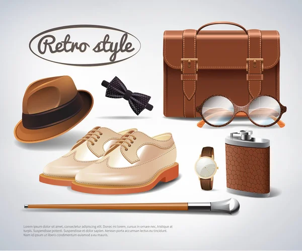 Gentleman realistische Accessoires Set — Stockvector