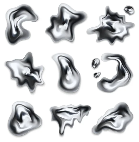 Chrome vormen realistisch Set — Stockvector