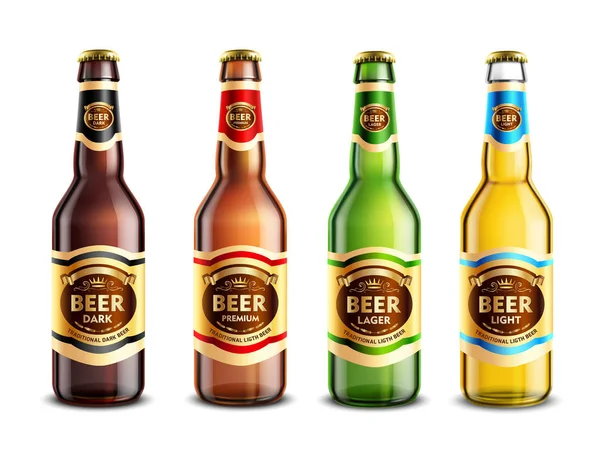 Üveg sör üveg reális készlet — Stock Vector