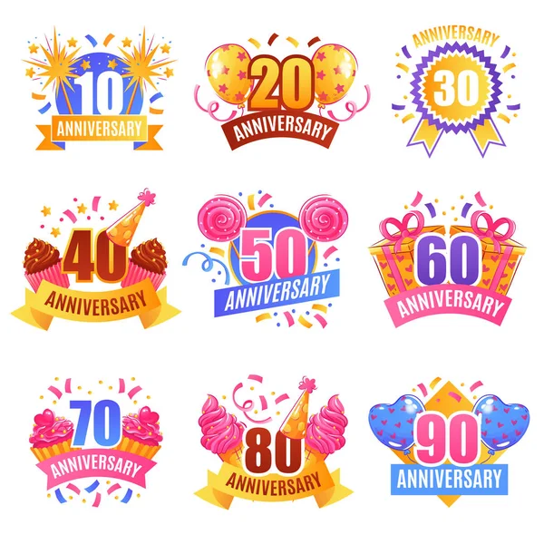 Numéros d'anniversaire Ensemble de fête — Image vectorielle