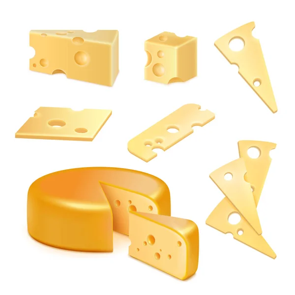 チーズ現実的なセット — ストックベクタ