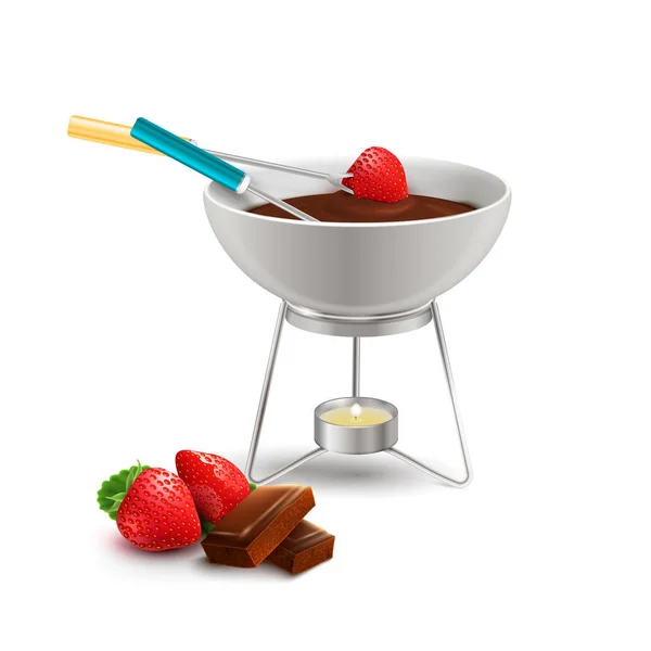 Composição realista de fondue de chocolate — Vetor de Stock