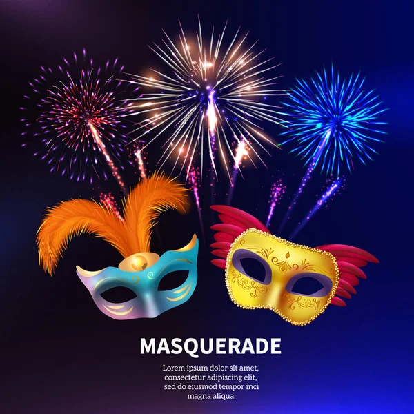 Fél Masquerade tűzijáték háttér — Stock Vector