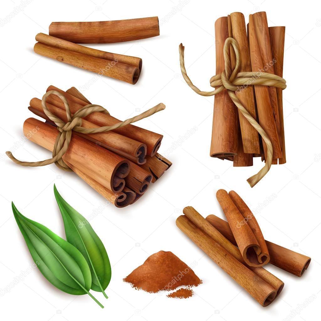 Realistic Cinnamon Sticks Set