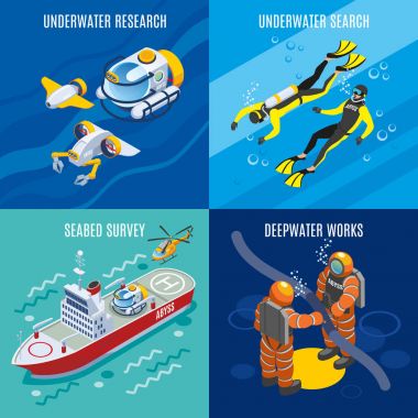 Undersea Depths Research Isometric Concept clipart