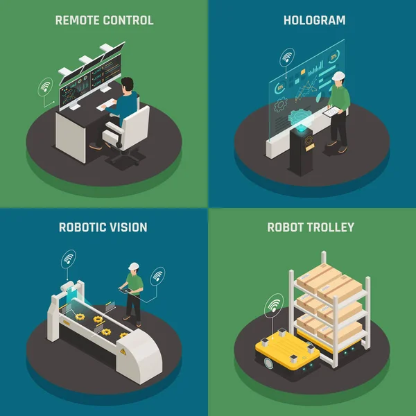 Smart Manufacturing Isometrisch Icons Concept — Stockvector