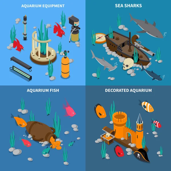 Aquarium Concept Icons Set — Stockvector