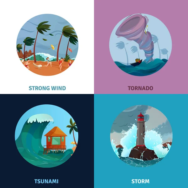 Seaside Landscapes Concept Icons Set — Stock Vector