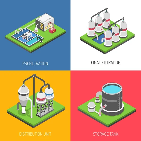 Concept de conception de la purification de l'eau 2x2 — Image vectorielle