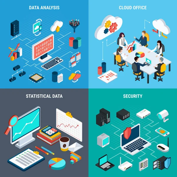 Big Data 2x2 Concepto de diseño — Vector de stock