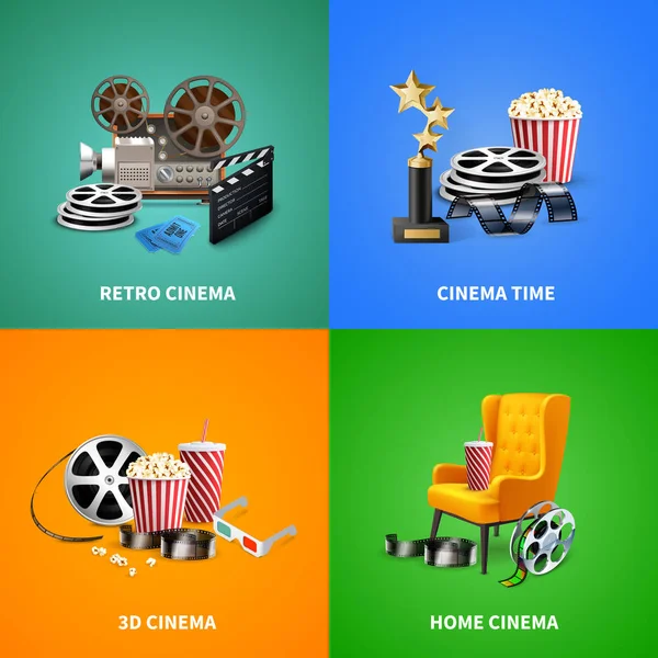 Concepto realista de diseño de cine — Vector de stock