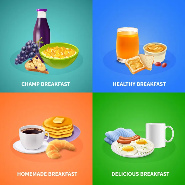 Realistic Breakfast Design Concept — Stock Vector