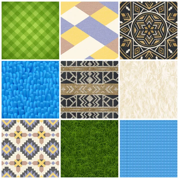 Realistické koberec podlahy textury Set — Stockový vektor