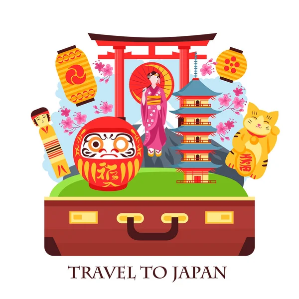Japonya seyahat kavramı — Stok Vektör