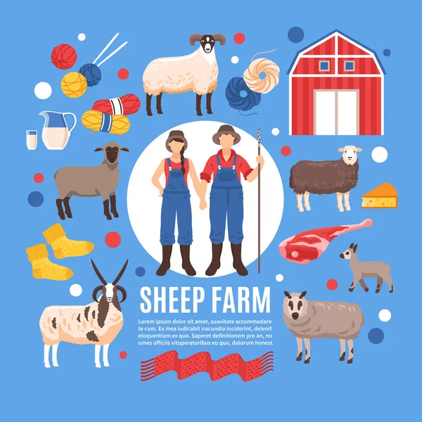 Koyun yetiştirme çiftliği Poster — Stok Vektör