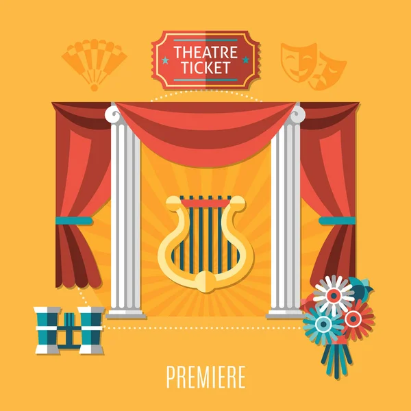 Composición del teatro naranja — Vector de stock