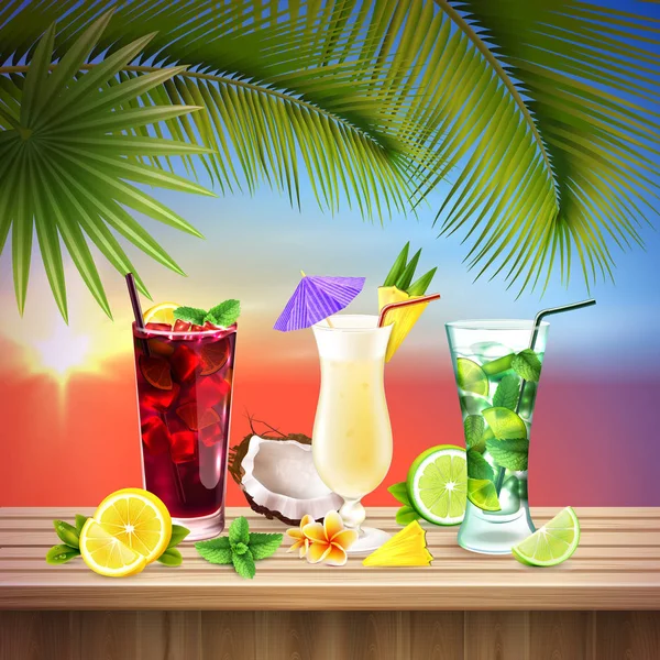Cocktails Set Composition réaliste — Image vectorielle