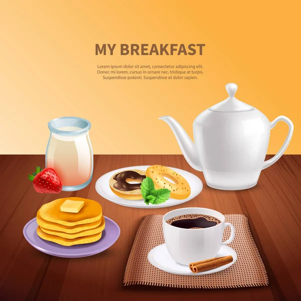 Café da manhã fundo realista —  Vetores de Stock