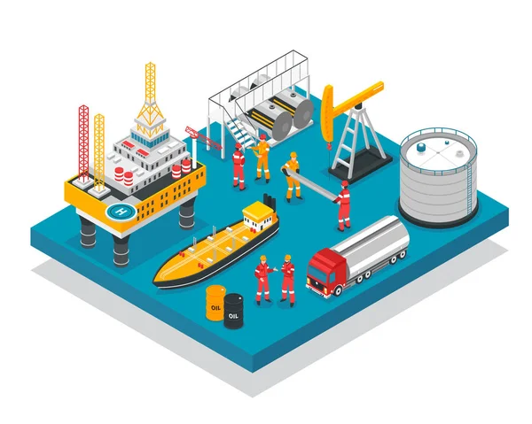 Plateforme gazière pétrolière Isometric — Image vectorielle