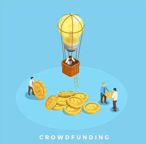 Crowdfunding e ilustração do dinheiro — Vetor de Stock