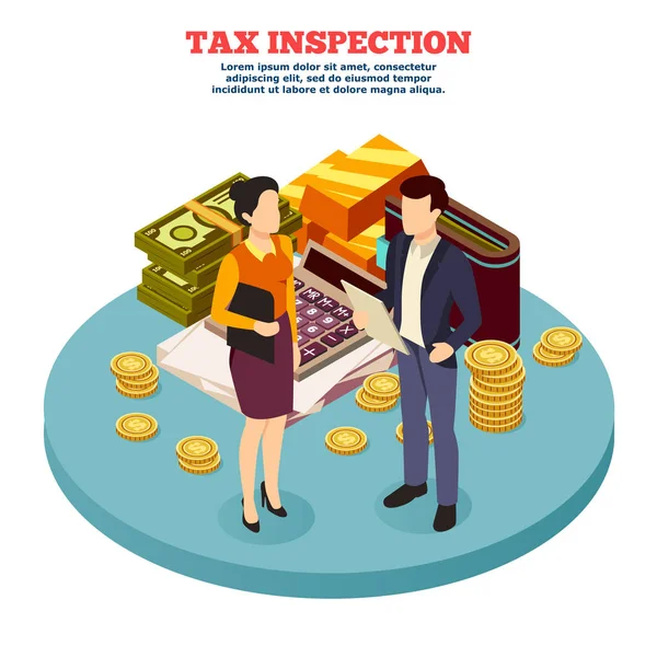 Изометрический состав налоговой инспекции — стоковый вектор