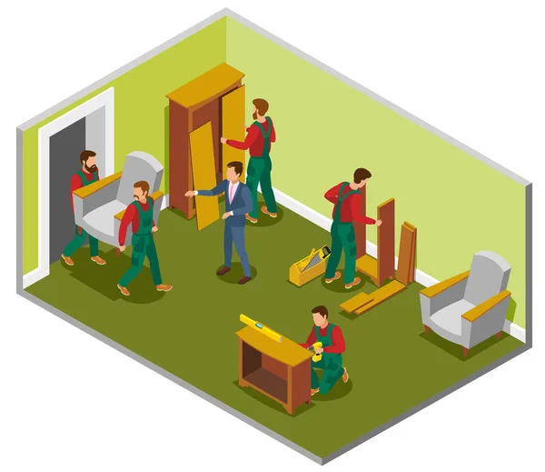 Furniture Delivery Isometric Composition — Stock Vector