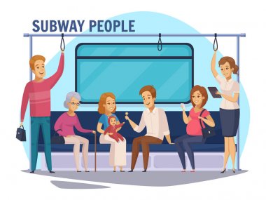 Metro metro insanlar kompozisyon karikatür 