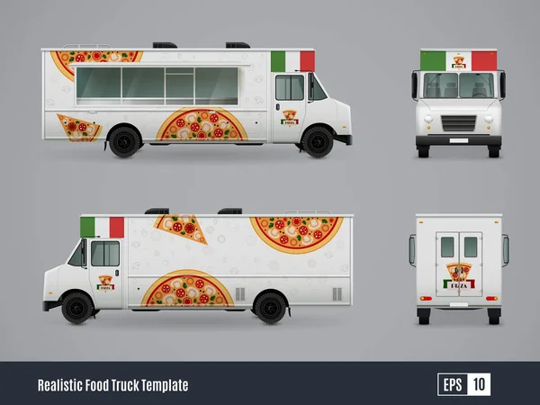 Disegno del camion mobile Pizzeria — Vettoriale Stock