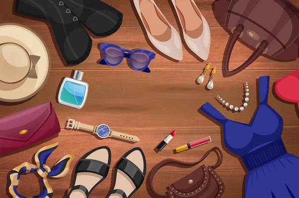 Frauen Accessoires Illustration Hintergrund — Stockvektor