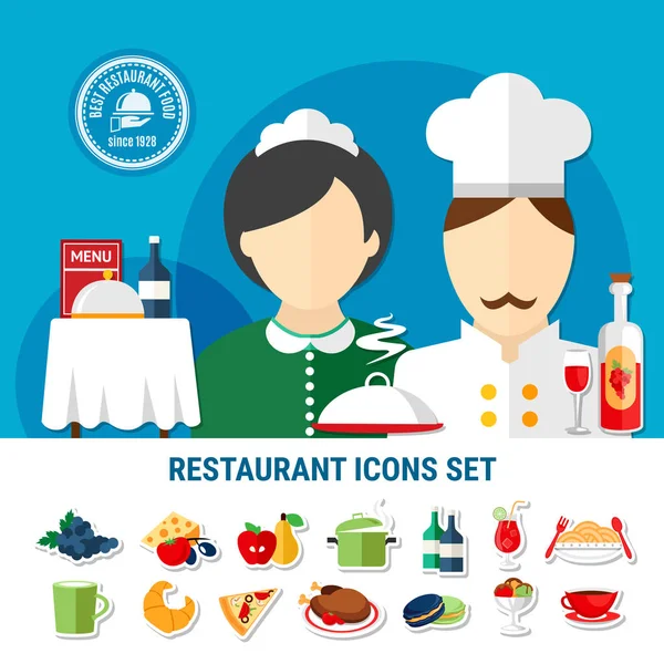 Conjunto de iconos de restaurante — Archivo Imágenes Vectoriales