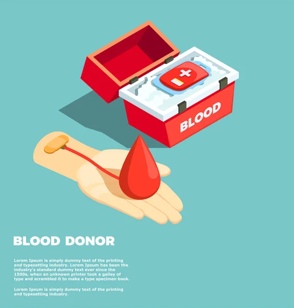 Blood Donor Isometric Design Concept — Stock Vector
