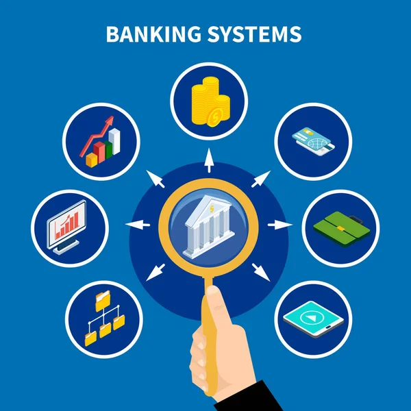 Pictogramme des systèmes bancaires Concept — Image vectorielle