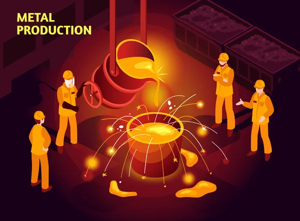 Affiche isométrique de l'industrie sidérurgique — Image vectorielle