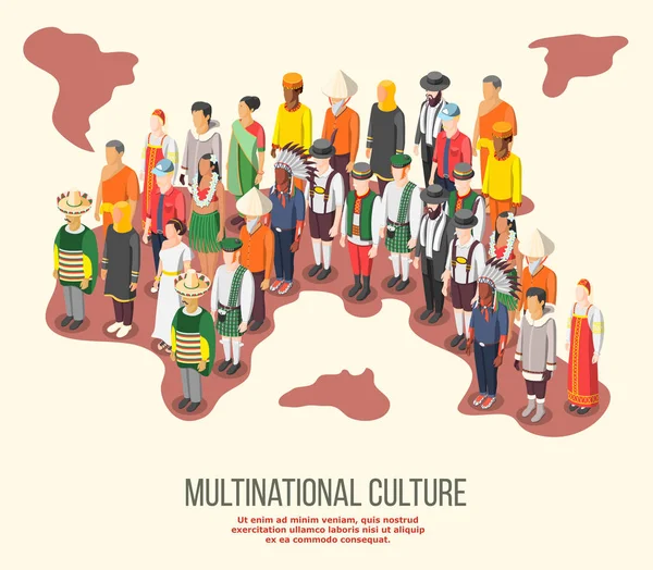 Multinational Culture Isometric Composition — Stock Vector