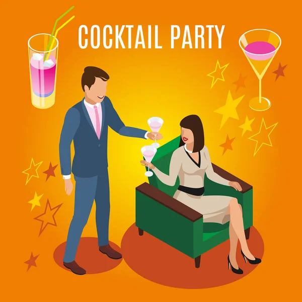 Cocktail Party Rich People Composition - Stok Vektor